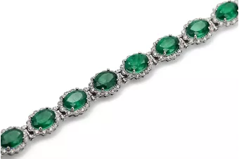 Тенісний браслет з білого золота 14k зі смарагдами та цирконами tbc001w