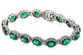 Pulsera de tenis en oro blanco de 14k con esmeraldas y circonitas tbc001w