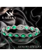 White 14k gold emerald and zircons tennis bracelet tbc001w