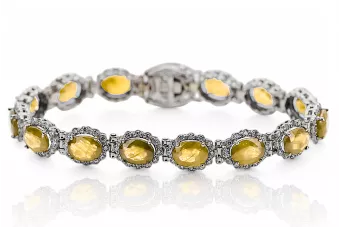 Pulsera de tenis de oro blanco de 14k con peridotos y circonitas tbc001w