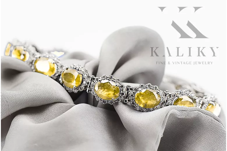 Bracelet tennis en or blanc 14 carats avec péridots et zircons tbc001w