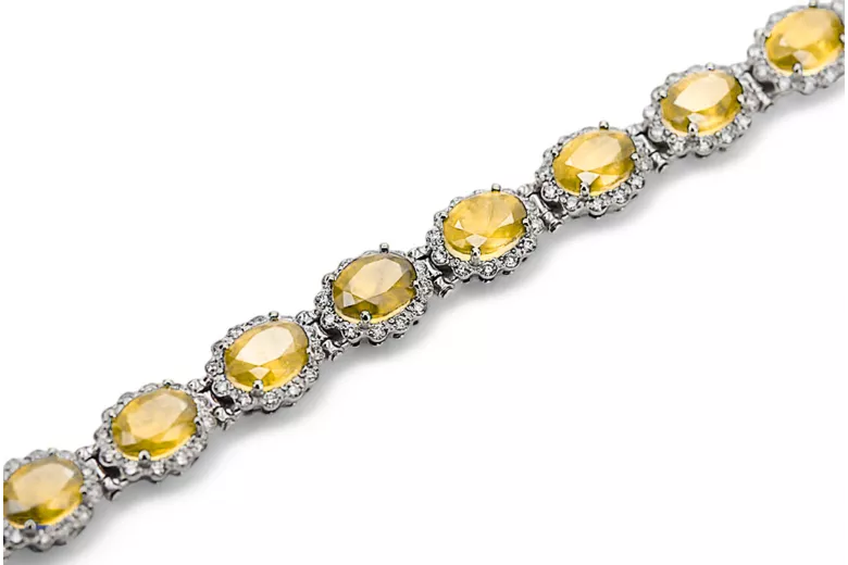 Bracelet tennis en or blanc 14 carats avec péridots et zircons tbc001w