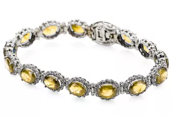 Pulsera de tenis de oro blanco de 14k con peridotos y circonitas tbc001w