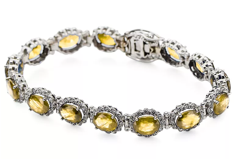 White 14k gold perydot and zircons tennis bracelet tbc001w