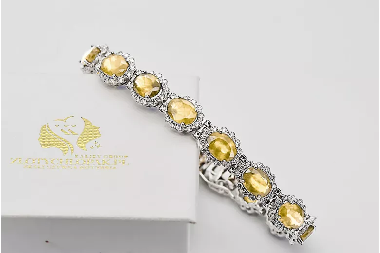White 14k gold perydot and zircons tennis bracelet tbc001w