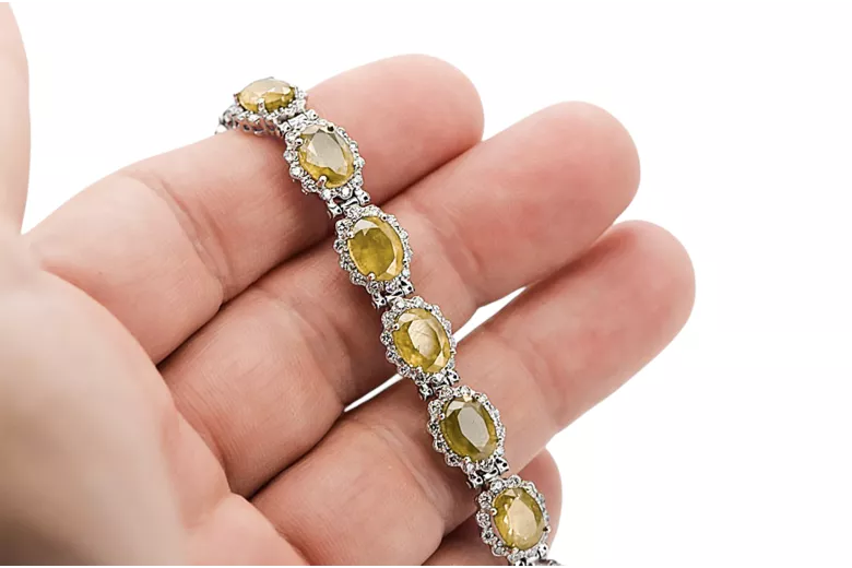White 14k gold perydot and zircons tennis bracelet tbc001w