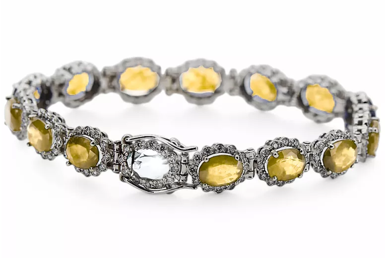 White 14k gold perydot and zircons tennis bracelet tbc001w