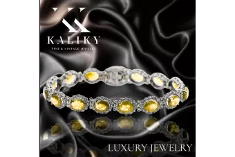 Pulsera de tenis de oro blanco de 14k con peridotos y circonitas tbc001w