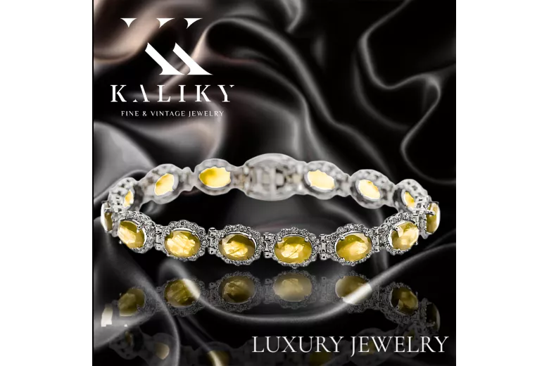 White 14k gold perydot and zircons tennis bracelet tbc001w