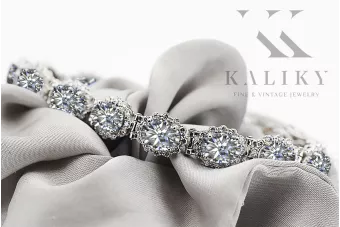 Тенісний браслет з білого золота 14k з цирконіями tbc001w