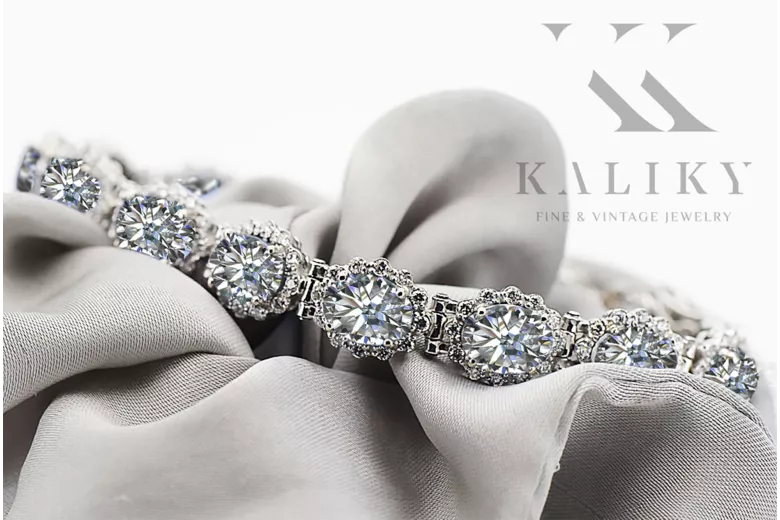 White 14k gold zircons tennis bracelet tbc001w