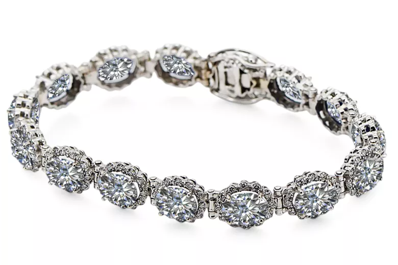 White 14k gold zircons tennis bracelet tbc001w