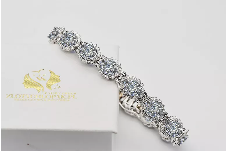 White 14k gold zircons tennis bracelet tbc001w