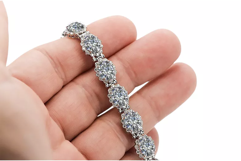 Тенісний браслет з білого золота 14k з цирконіями tbc001w
