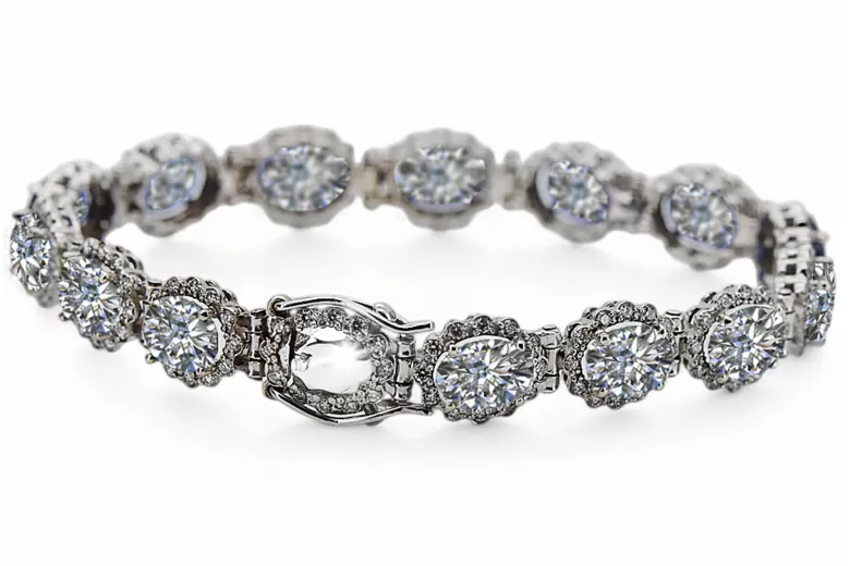 White 14k gold zircons tennis bracelet tbc001w