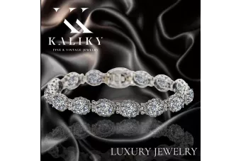 Тенис гривна от бяло 14-каратово злато с циркони tbc001w