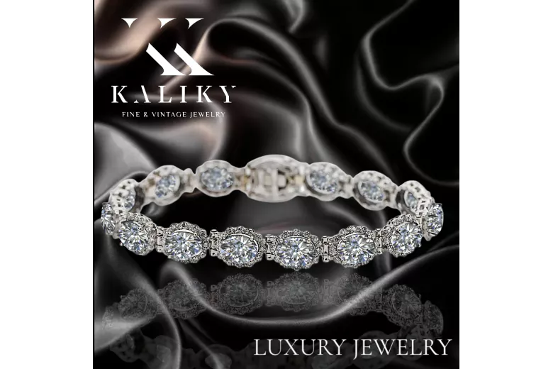Pulsera de tenis con circonitas en oro blanco de 14k tbc001w