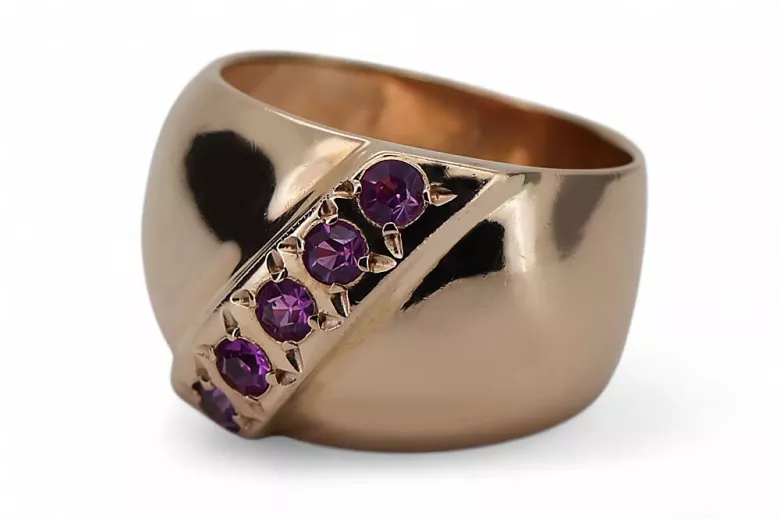 Russian Soviet rose 14k 585 gold Alexandrite Ruby Emerald Sapphire Zircon ring  vrc078