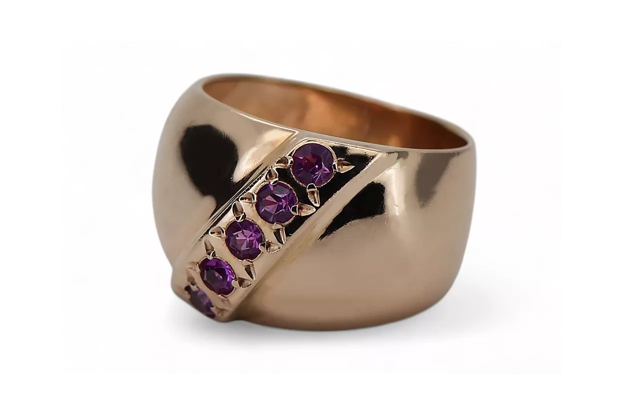 Russian Soviet rose 14k 585 gold Alexandrite Ruby Emerald Sapphire Zircon ring  vrc078