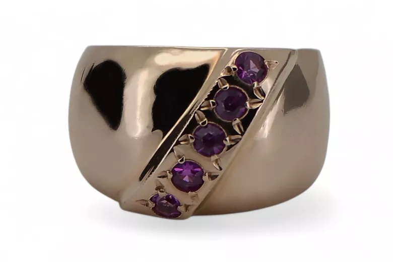 Russian Soviet rose 14k 585 gold Alexandrite Ruby Emerald Sapphire Zircon ring  vrc078