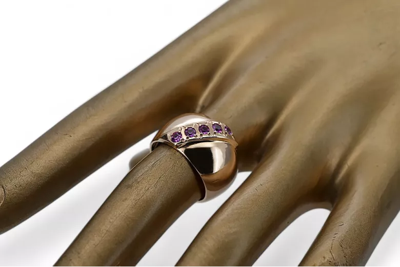 Ruso soviético rosa 14k 585 oro Alexandrite Ruby Esmeralda zafiro anillo Zircon vrc078