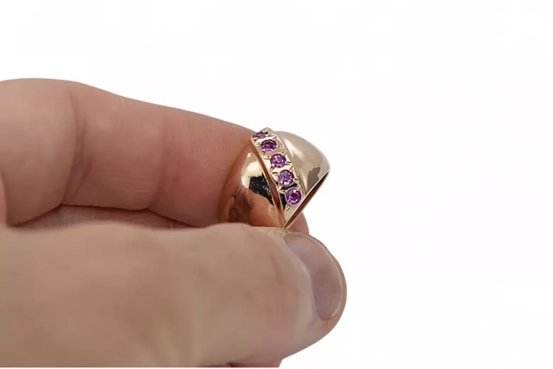 Russian Soviet rose 14k 585 gold Alexandrite Ruby Emerald Sapphire Zircon ring  vrc078