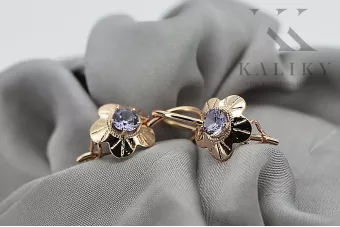 Rose pink 14k 585 gold alexandrite earrings vec028r Vintage Russian Soviet style