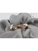 Rose pink 14k 585 gold alexandrite earrings vec028r Vintage Russian Soviet style