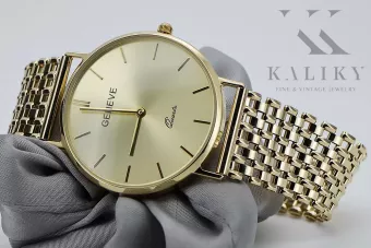 Geltonas 14 karatų 585 aukso moteriškas laikrodis „Geneve mw004y&mbw004y-f