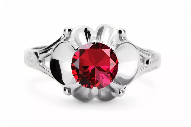 Ruby Sterling silver 925 Ring Vintage Jewlery vrc377s