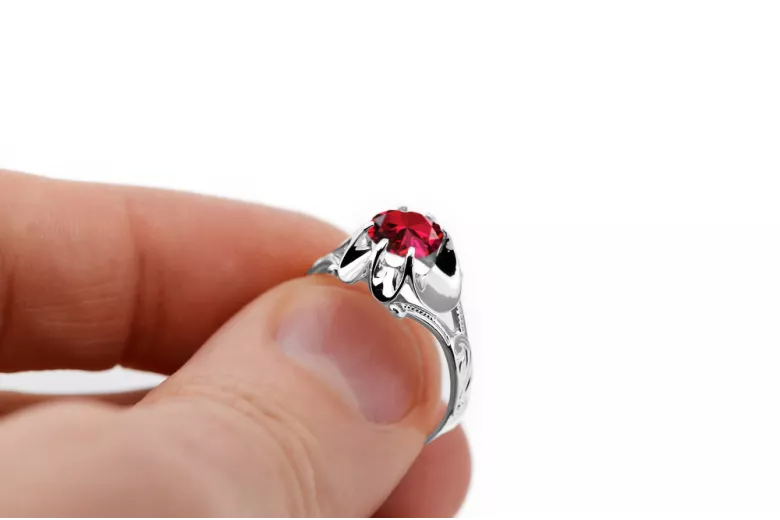 Ruby Sterling silver 925 Ring Vintage Jewlery vrc377s