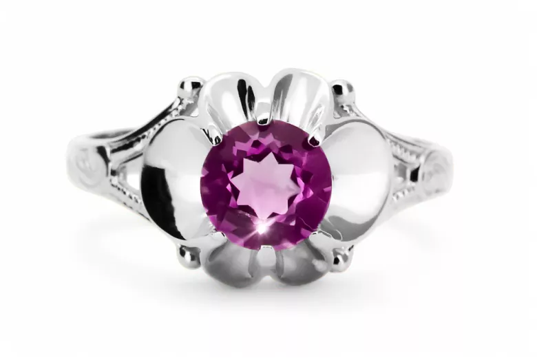 Argent sterling 925 Améthyste Anneau Vintage vrc377s