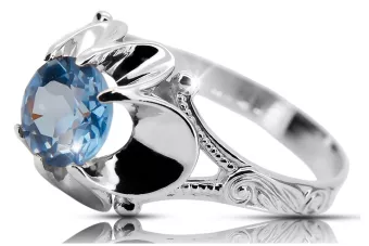 Ring Aquamarine Sterling silver 925 Vintage style vrc377s