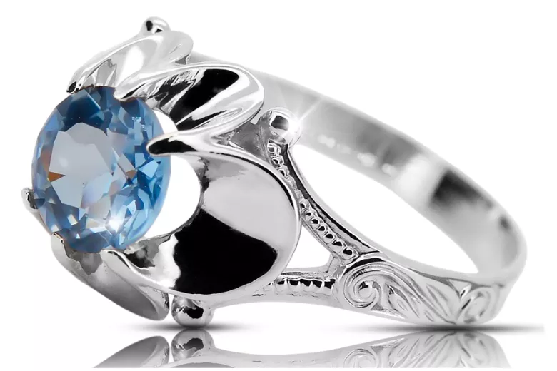 Ring Aquamarine Sterling silver 925 Vintage style vrc377s