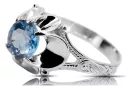 Ring Aquamarine Sterling silver 925 Vintage style vrc377s