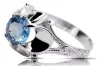 Ring Aquamarine Sterling silver 925 Vintage style vrc377s