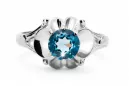 Ring Aquamarine Sterling silver 925 Vintage style vrc377s