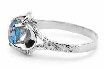 Ring Aquamarine Sterling silver 925 Vintage style vrc377s