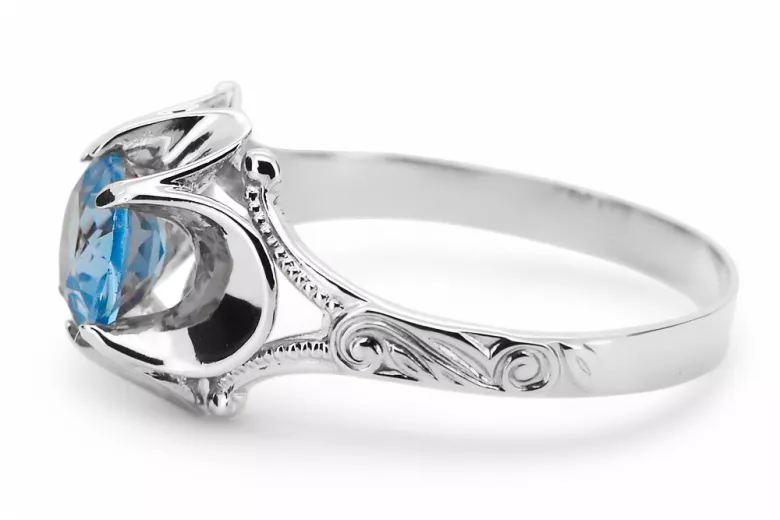 Ring Aquamarine Sterling silver 925 Vintage style vrc377s