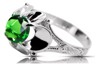 Argent sterling 925 Émeraude Anneau Style vintage vrc377s