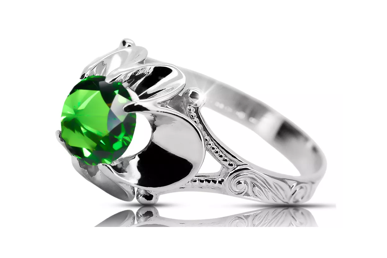 Vintage craft Ring Emerald Sterling silver 925 vrc377s
