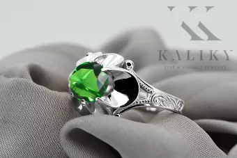 Argent sterling 925 Émeraude Anneau Style vintage vrc377s