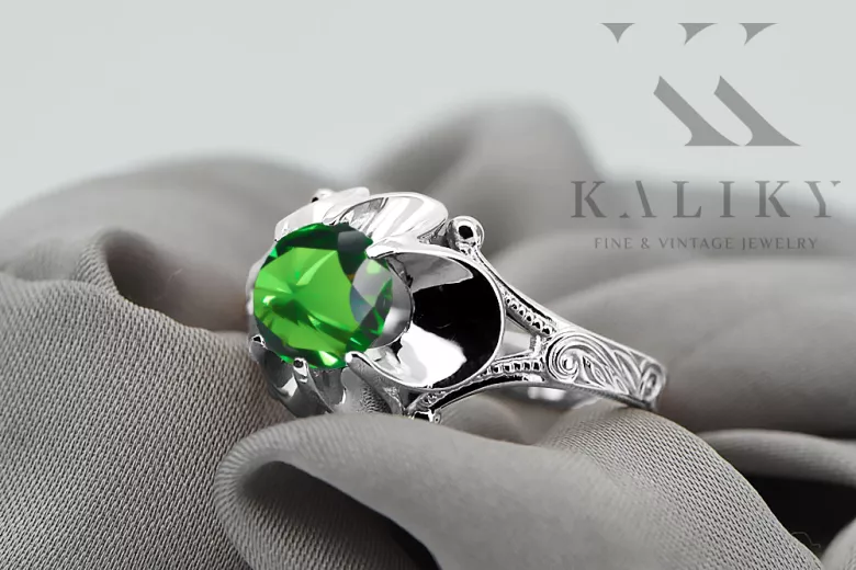 Vintage craft Ring Emerald Sterling silver 925 vrc377s