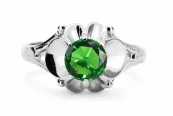 Vintage craft Ring Emerald Sterling silver 925 vrc377s
