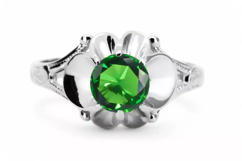 Vintage craft Ring Emerald Sterling silver 925 vrc377s
