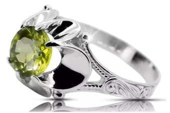 Ring Vintage Handwerk Gelber Peridot Sterling Silber 925 vrc377s