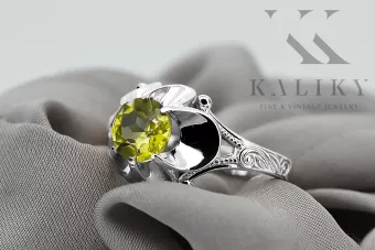 Vintage Anneau Péridot jaune Argent sterling 925 vrc377s