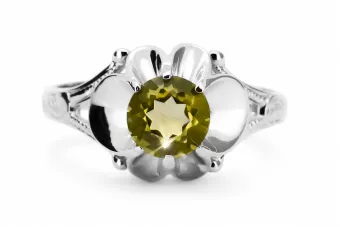 Vintage Anneau Péridot jaune Argent sterling 925 vrc377s