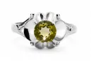 Vintage Anneau Péridot jaune Argent sterling 925 vrc377s