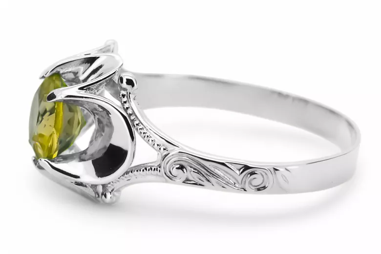 Vintage Anneau Péridot jaune Argent sterling 925 vrc377s